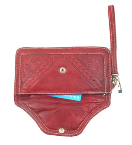 Moroccan leather clutch bag - Maroon