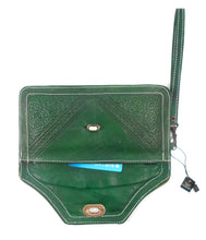 Moroccan leather clutch bag - Amazon green