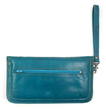Moroccan leather clutch bag - Teal