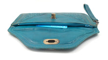 Moroccan leather clutch bag - Teal