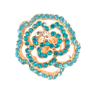 Turquoise and gold flower ring