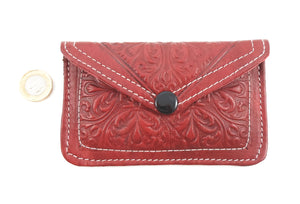Moroccan leather small purse - Maroon