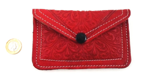 Moroccan leather small purse - Red