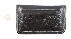 Moroccan leather medium purse - Black