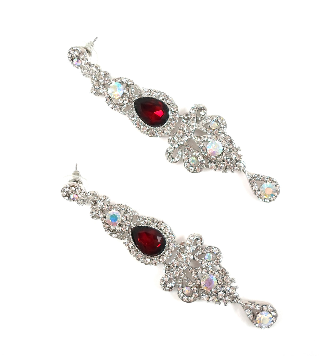 Long length ruby stone earrings