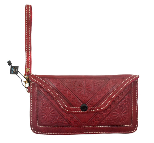 Moroccan leather clutch bag - Maroon