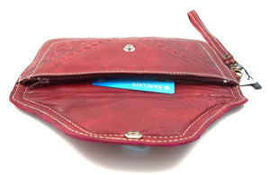 Moroccan leather clutch bag - Maroon