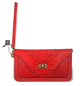 Moroccan leather clutch bag - Red