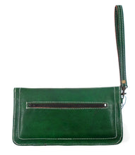 Moroccan leather clutch bag - Amazon green