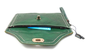 Moroccan leather clutch bag - Amazon green