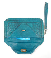 Moroccan leather clutch bag - Teal