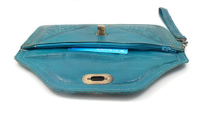Moroccan leather clutch bag - Teal