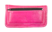 Moroccan leather medium purse - Fuchsia