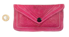 Moroccan leather medium purse - Fuchsia