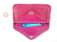 Moroccan leather medium purse - Fuchsia
