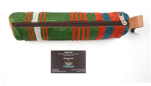 Moroccan leather make up brush bag / pencil case - Stripes