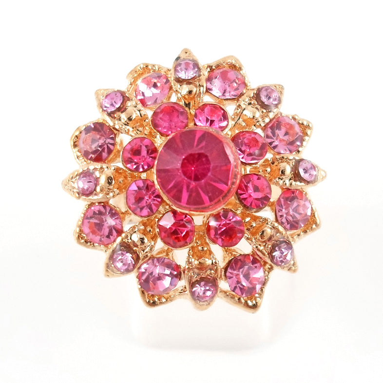 Pink and gold fleur ring