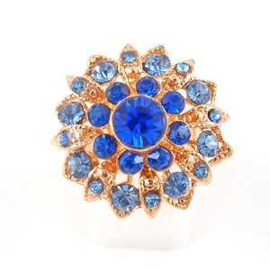 Blue and gold fleur ring