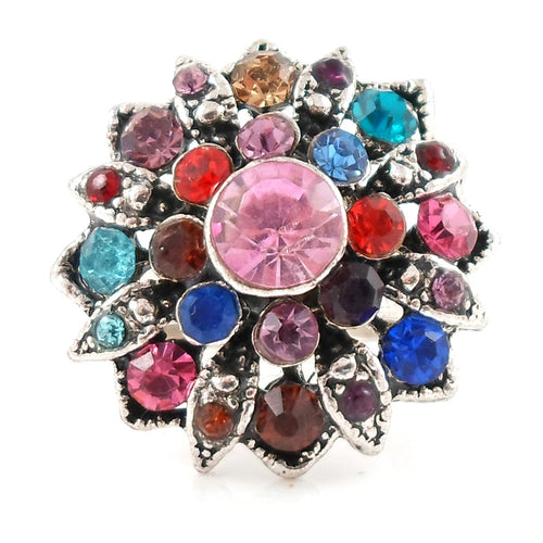 Multicoloured fleur ring - silver