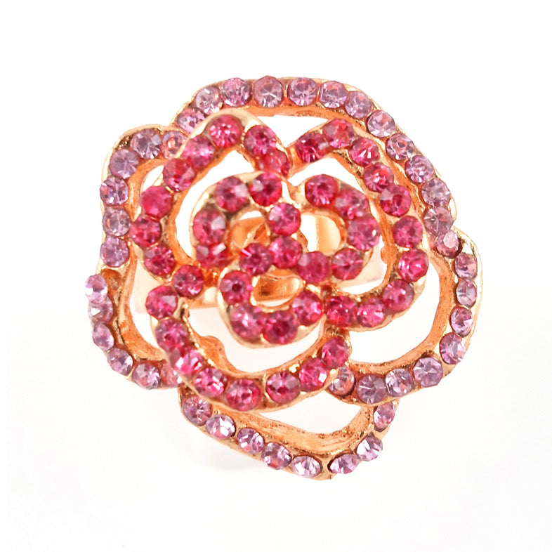 Pink and gold flower ring