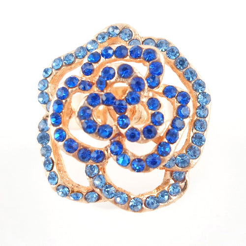 Ocean blue and gold flower ring