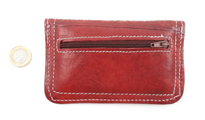 Moroccan leather small purse - Maroon