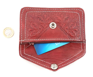 Moroccan leather small purse - Maroon