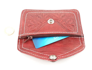 Moroccan leather small purse - Maroon