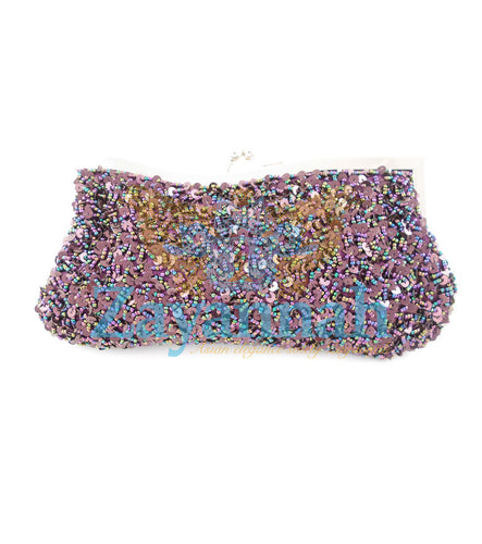 Purple sequin clutch