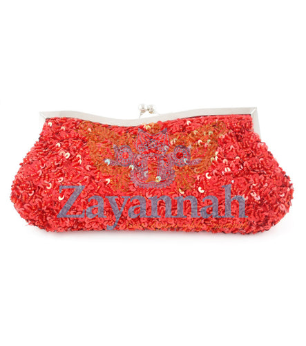 Red sequin clutch