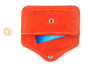 Moroccan leather medium purse - Orange