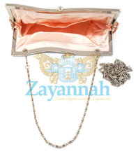 Peach sequin clutch