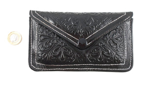 Moroccan leather medium purse - Black
