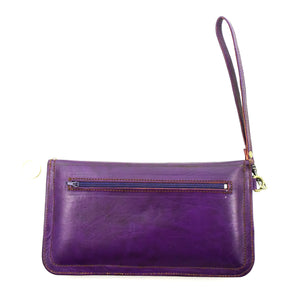 Moroccan leather clutch bag - Aubergine