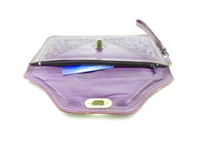 Moroccan leather clutch bag - Aubergine