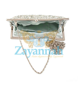 Silver sequin clutch