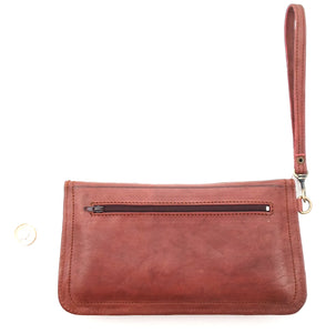 Moroccan leather clutch bag - Walnut