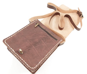 Moroccan leather cross body bag - Walnut