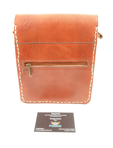 Moroccan leather cross body bag - Tan