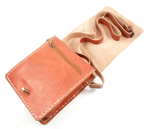 Moroccan leather cross body bag - Tan