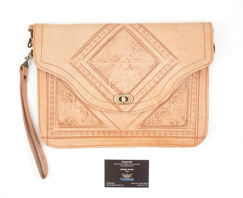 Moroccan leather cross body bag - Birch