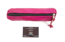 Moroccan leather make up brush bag / pencil case - Fuscia