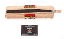 Moroccan leather make up brush bag / pencil case - Beige