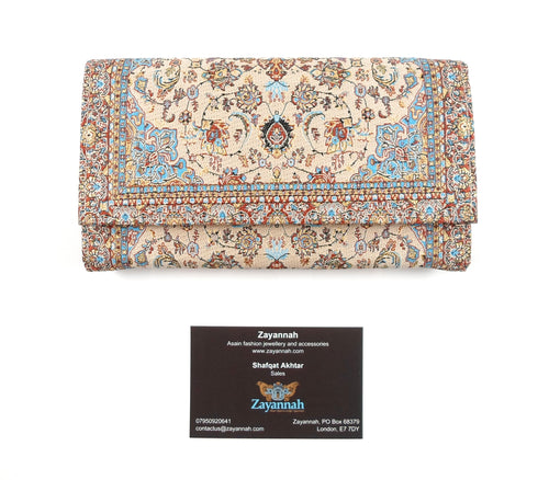 Turkish handmade purse - Sky blue/cream/maroon
