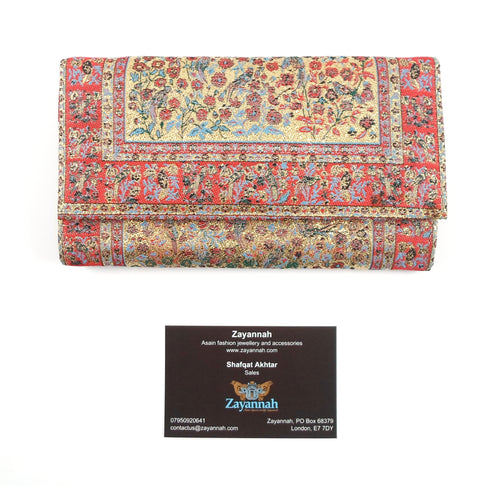 Turkish handmade purse - Red/gold/sky blue