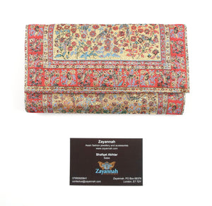 Turkish handmade purse - Red/gold/sky blue