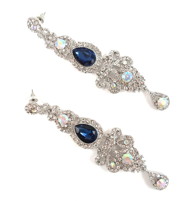 Long length sapphire stone earrings