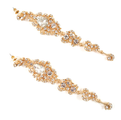 Long length gold earrings