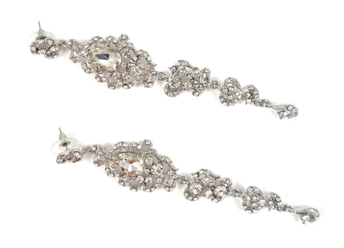 Long length silver earrings