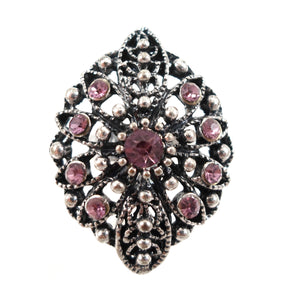 Boho statement ring - pink/silver